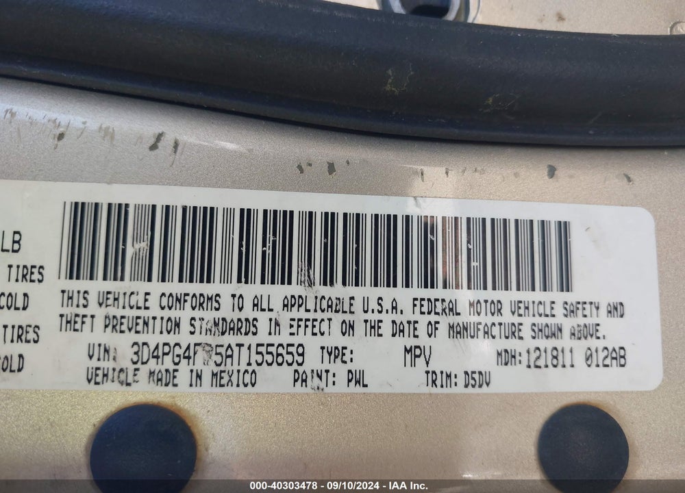 2010 DODGE JOURNEY SE VIN: 3D4PG4FB5AT155659