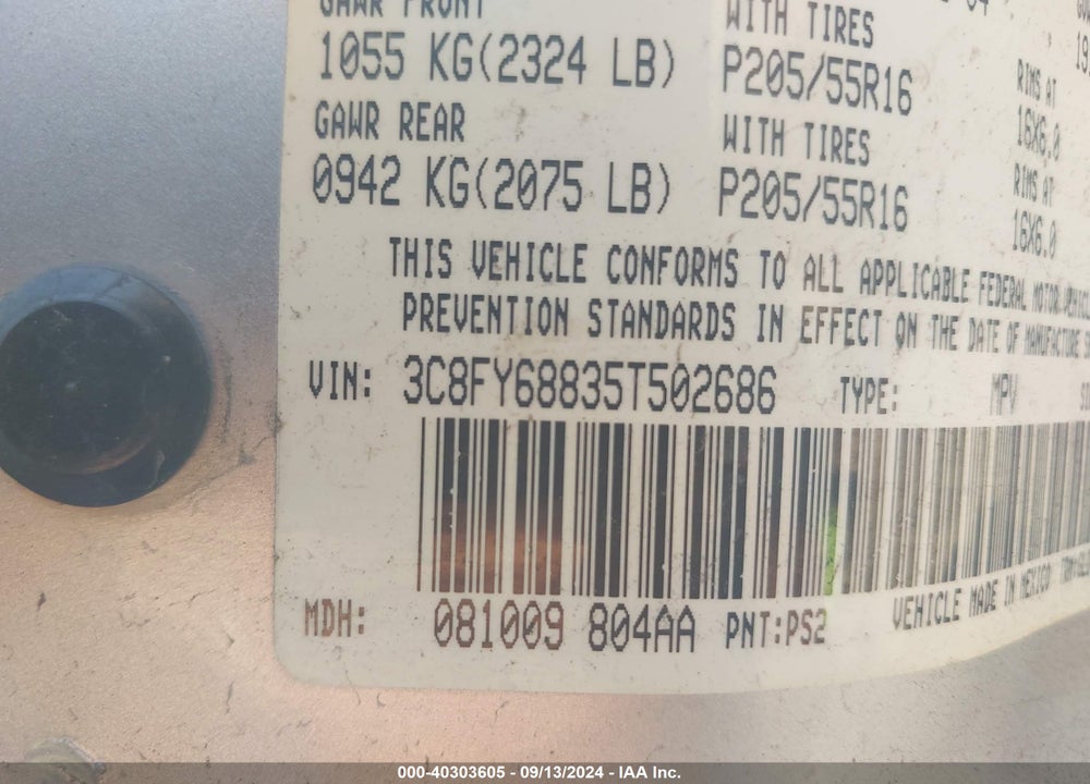 2005 CHRYSLER PT CRUISER LIMITED VIN: 3C8FY68835T502686