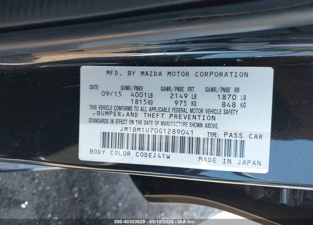 2016 MAZDA 3 I SPORT VIN: JM1BM1U70G1289041