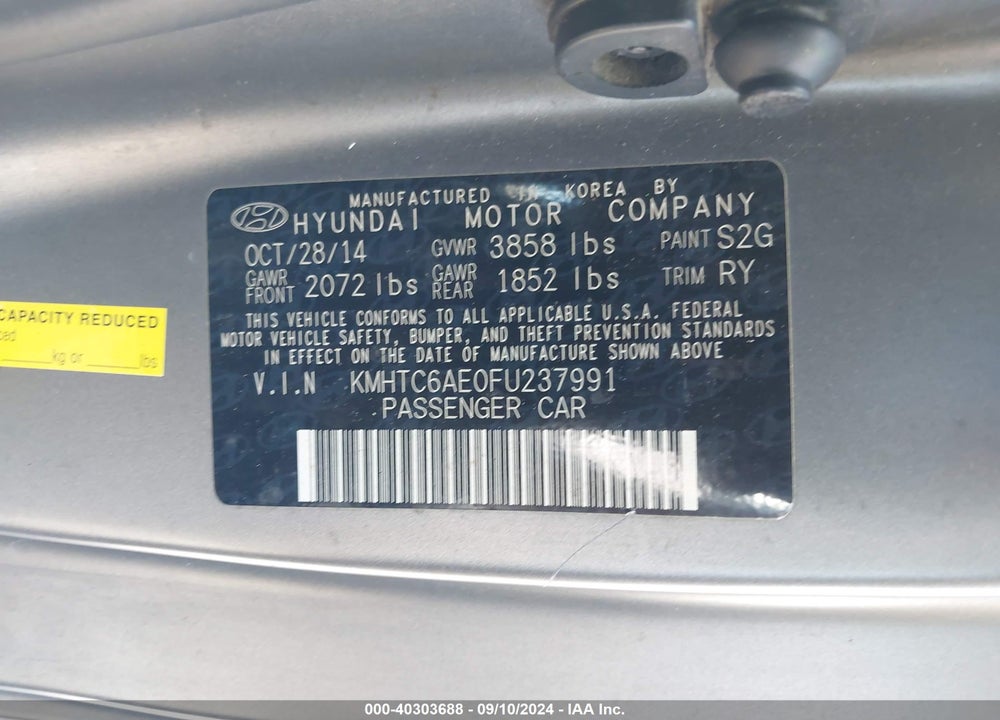 2015 HYUNDAI VELOSTER TURBO VIN: KMHTC6AE0FU237991