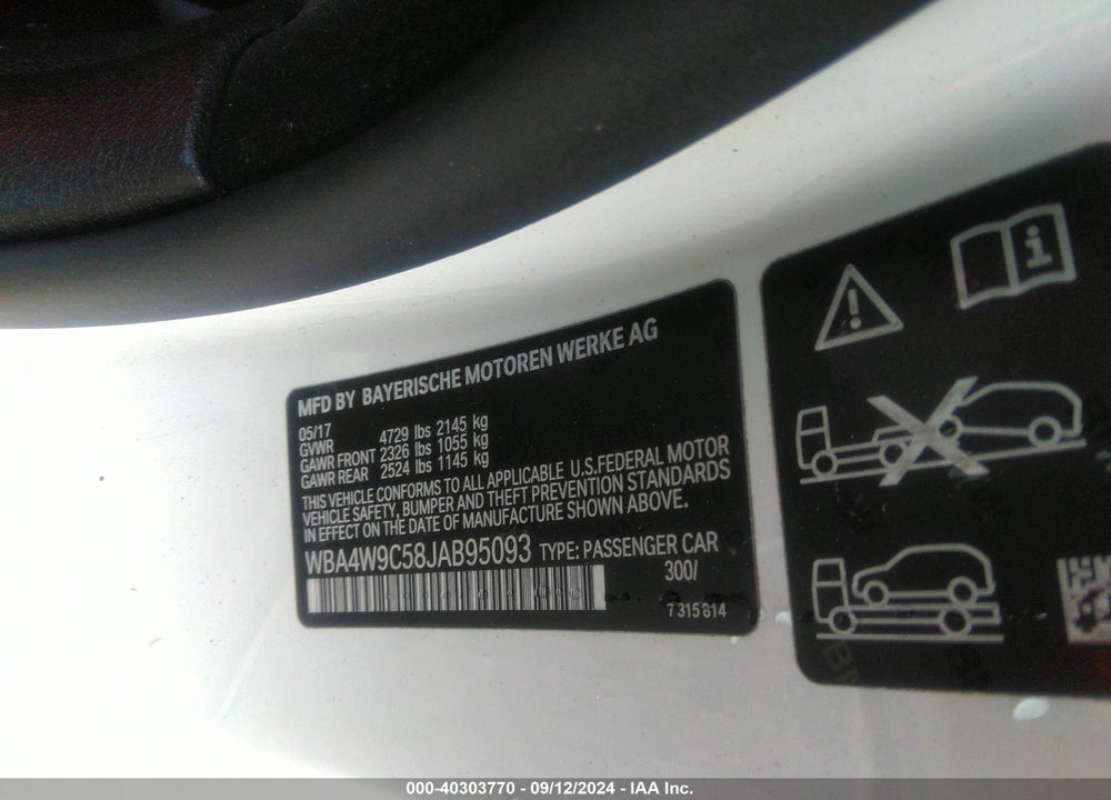 2018 BMW 440I XDRIVE VIN: WBA4W9C58JAB95093