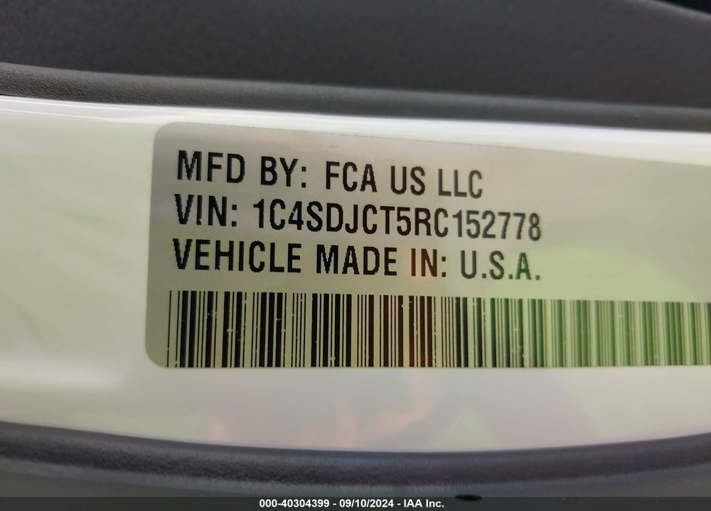 2024 DODGE DURANGO R/T PLUS AWD VIN: 1C4SDJCT5RC152778