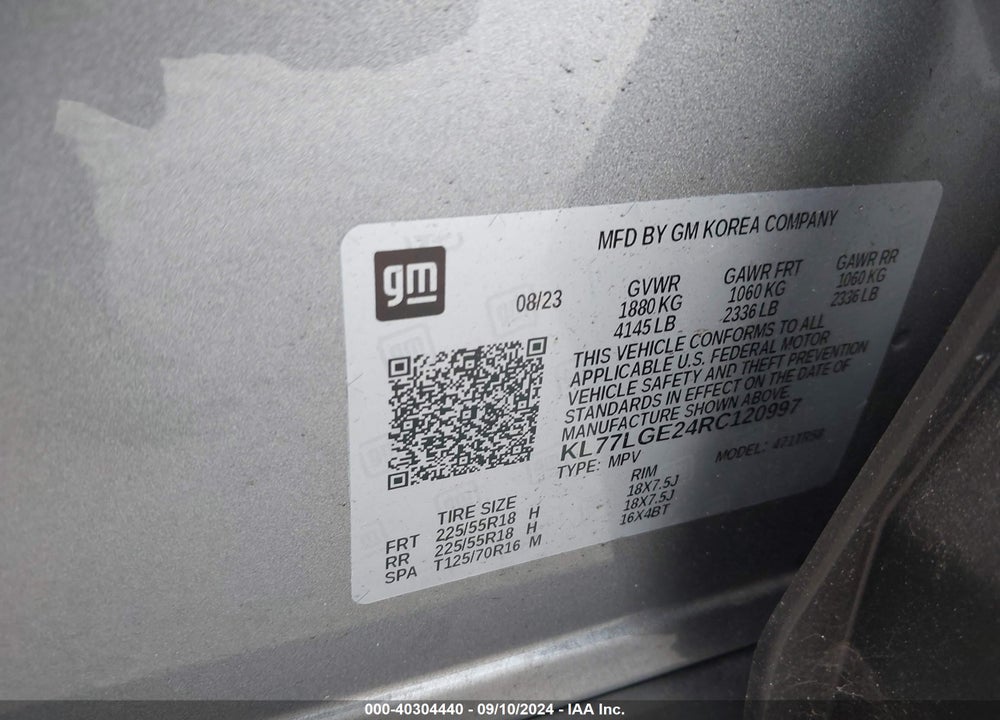 2024 CHEVROLET TRAX FWD 1RS VIN: KL77LGE24RC120997