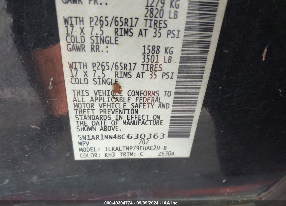 2011 NISSAN PATHFINDER SILVER VIN: 5N1AR1NN4BC630363