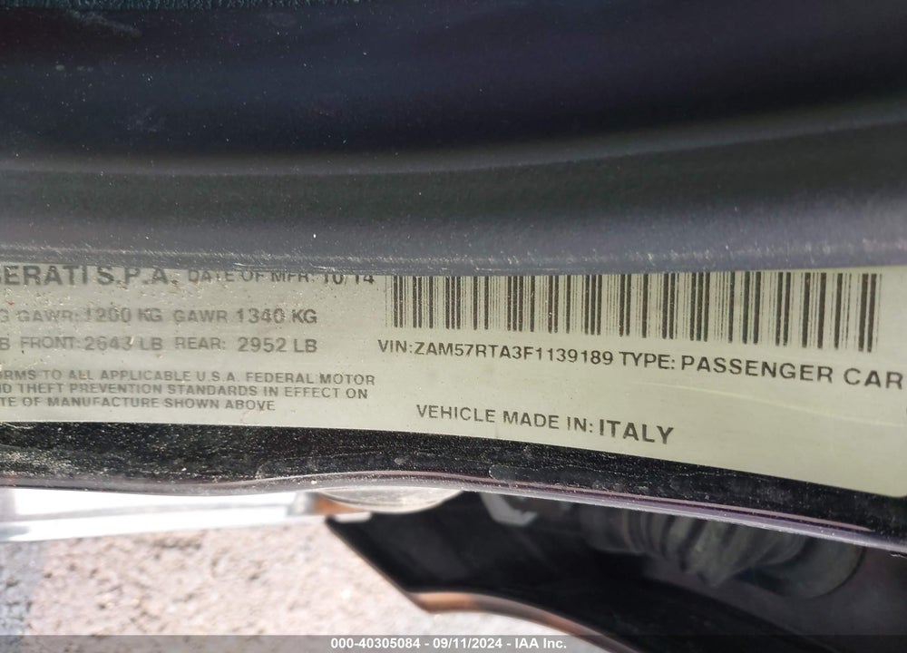 2015 MASERATI GHIBLI S Q4 VIN: ZAM57RTA3F1139189