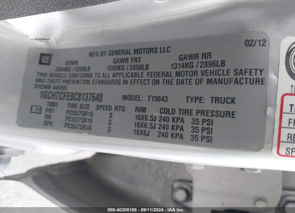 2012 CHEVROLET COLORADO 1LT VIN: 1GCHTCFE0C8137640