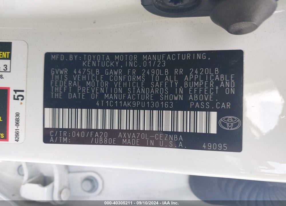 2023 TOYOTA CAMRY LE VIN: 4T1C11AK9PU130163