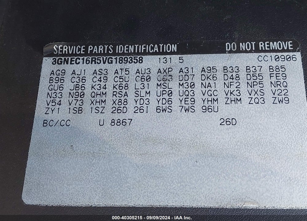1998 CHEVROLET C1500 FLEETSIDE VIN: 2GCEC19R1W1165203