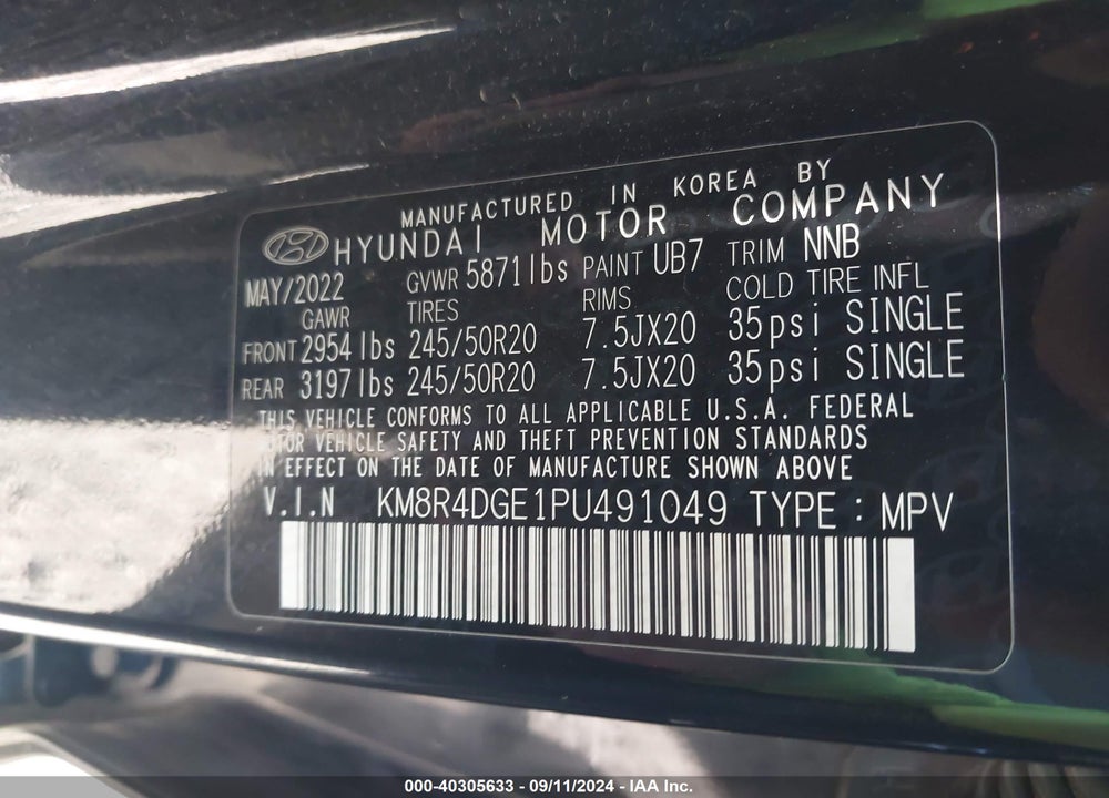 2023 HYUNDAI PALISADE SEL VIN: KM8R4DGE1PU491049