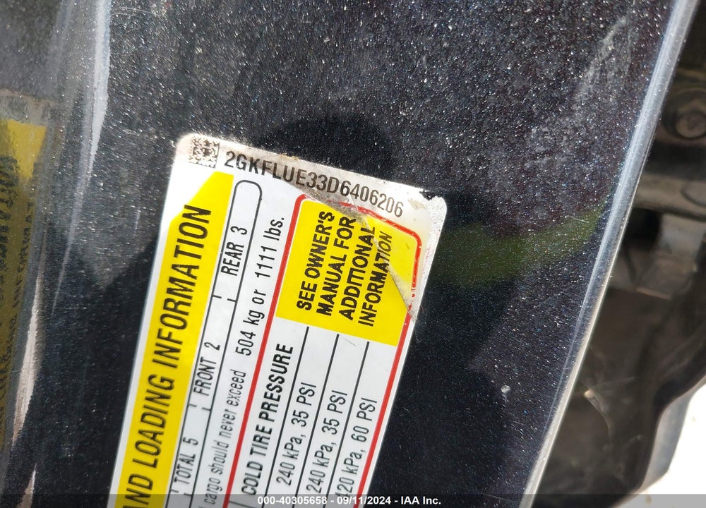 2013 GMC TERRAIN SLT-1 VIN: 2GKFLUE33D6406206