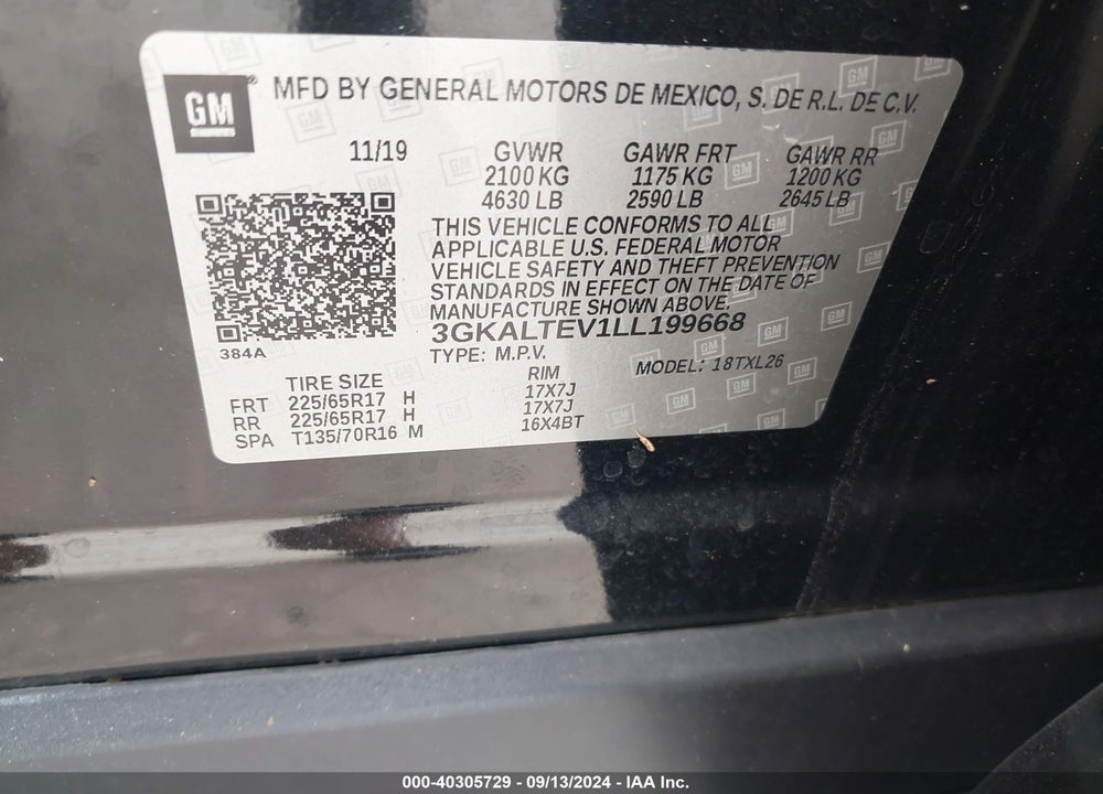 2020 GMC TERRAIN AWD SLE VIN: 3GKALTEV1LL199668