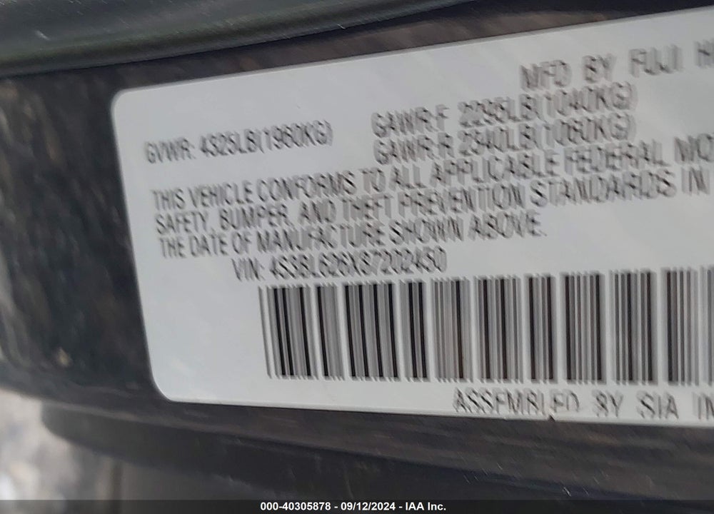 2008 SUBARU LEGACY 2.5I LIMITED VIN: 4S3BL626X87202450