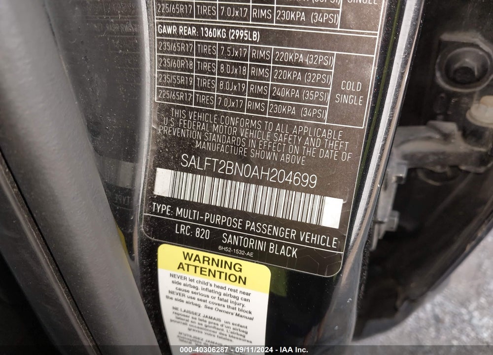 2010 LAND ROVER LR2 HSE VIN: SALFT2BN0AH204699