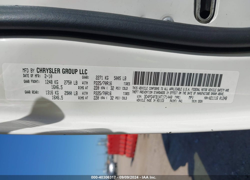 2010 DODGE JOURNEY SE VIN: 3D4PG4FB1AT171440