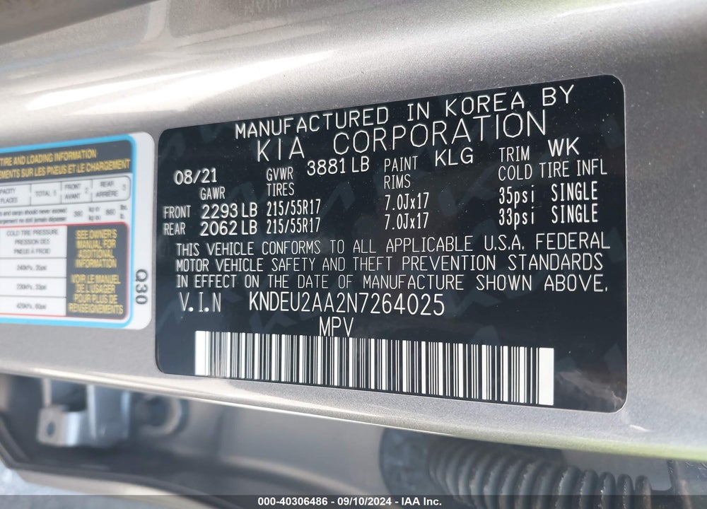 2022 KIA SELTOS S VIN: KNDEU2AA2N7264025