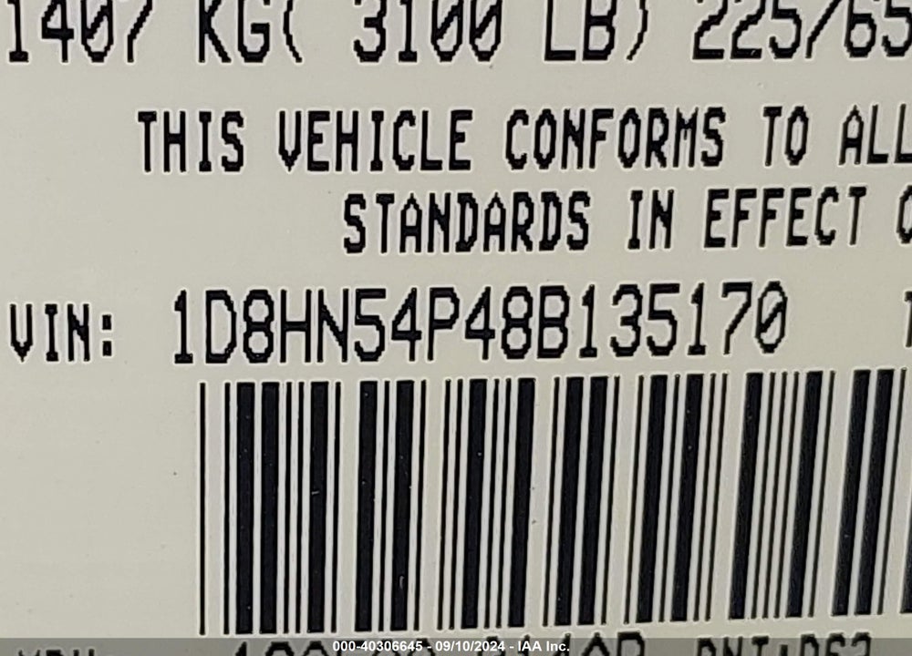2008 DODGE GRAND CARAVAN SXT VIN: 1D8HN54P48B135170