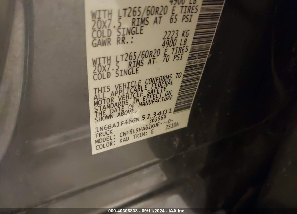 2016 NISSAN TITAN XD SV DIESEL VIN: 1N6BA1F46GN513401