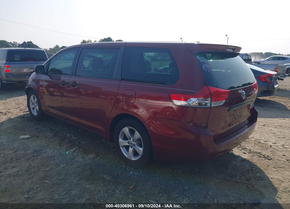 2012 TOYOTA SIENNA BASE V6 7 PASSENGER VIN: 5TDZK3DC8CS236968