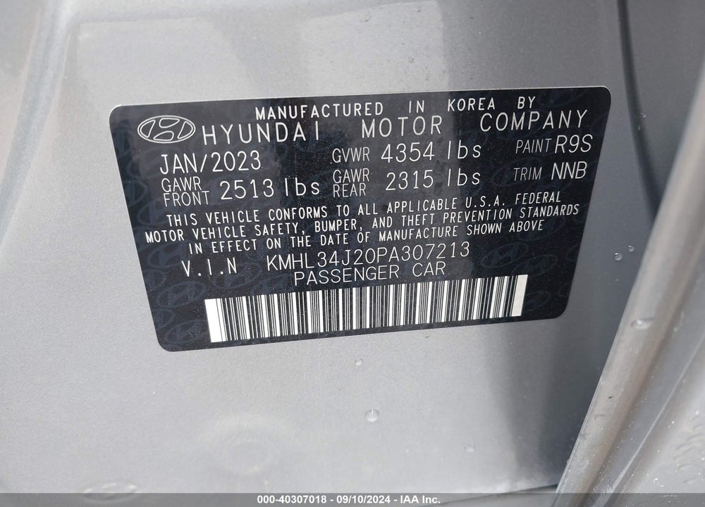 2023 HYUNDAI SONATA LIMITED VIN: KMHL34J20PA307213