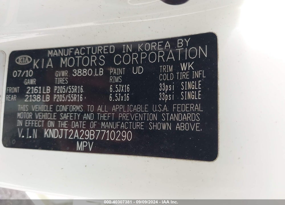 2011 KIA SOUL VIN: KNDJT2A29B7710290