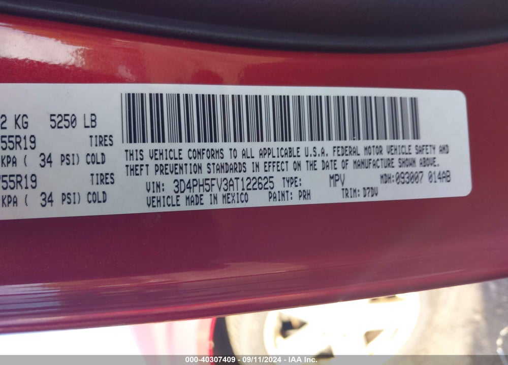 2010 DODGE JOURNEY SXT VIN: 3D4PH5FV3AT122625