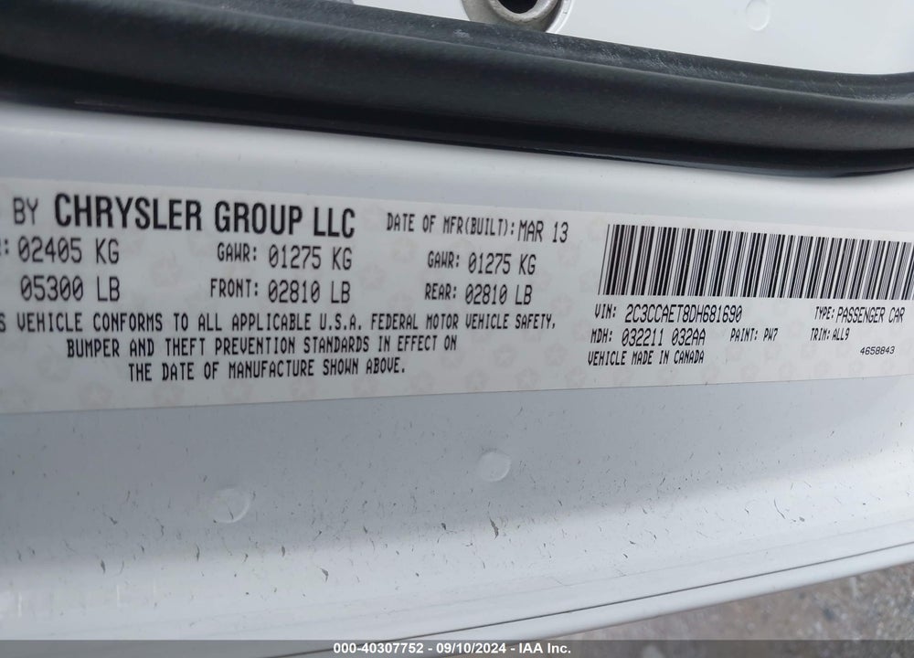 2013 CHRYSLER 300C VIN: 2C3CCAET8DH681690