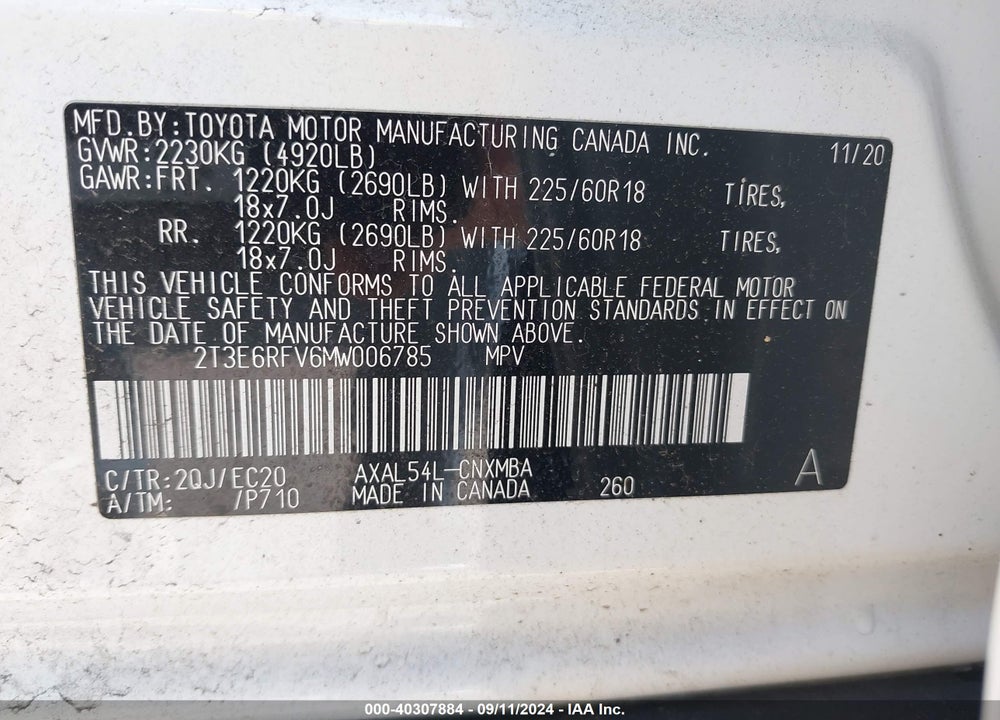 2021 TOYOTA RAV4 HYBRID XSE VIN: 2T3E6RFV6MW006785
