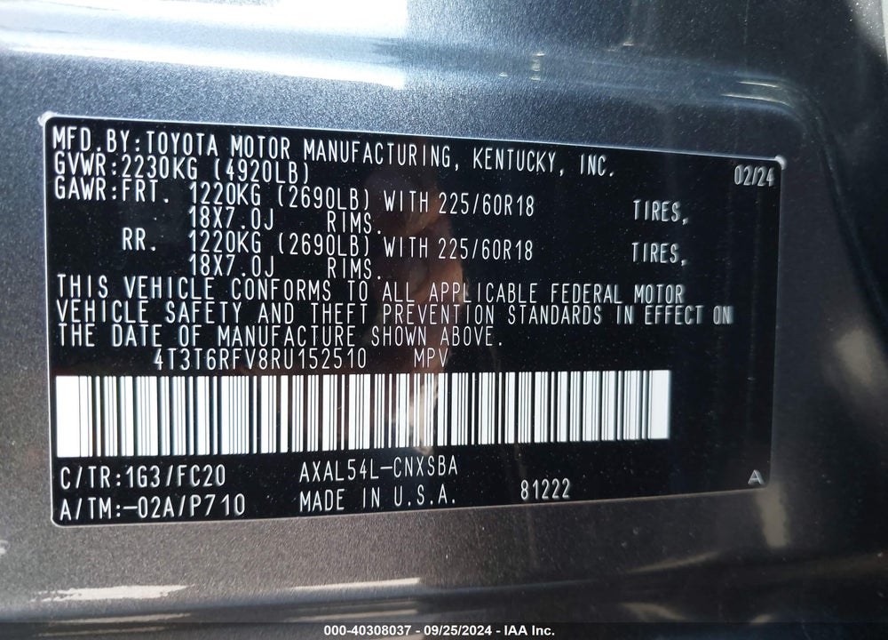 2024 TOYOTA RAV4 HYBRID SE VIN: 4T3T6RFV8RU152510