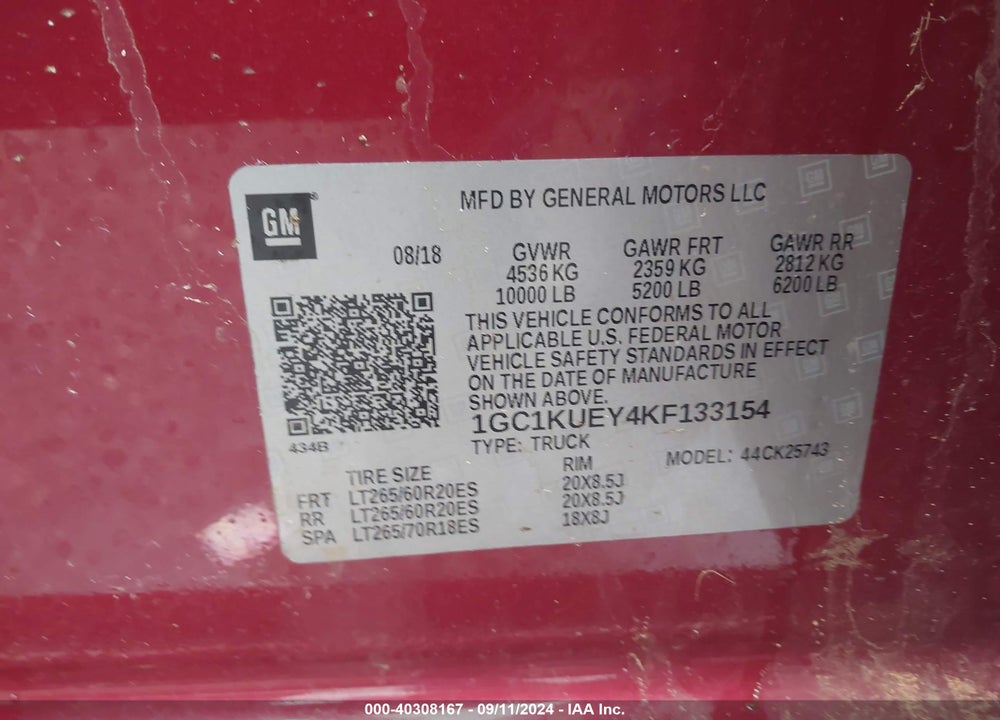 2019 CHEVROLET SILVERADO 2500HD HIGH COUNTRY VIN: 1GC1KUEY4KF133154