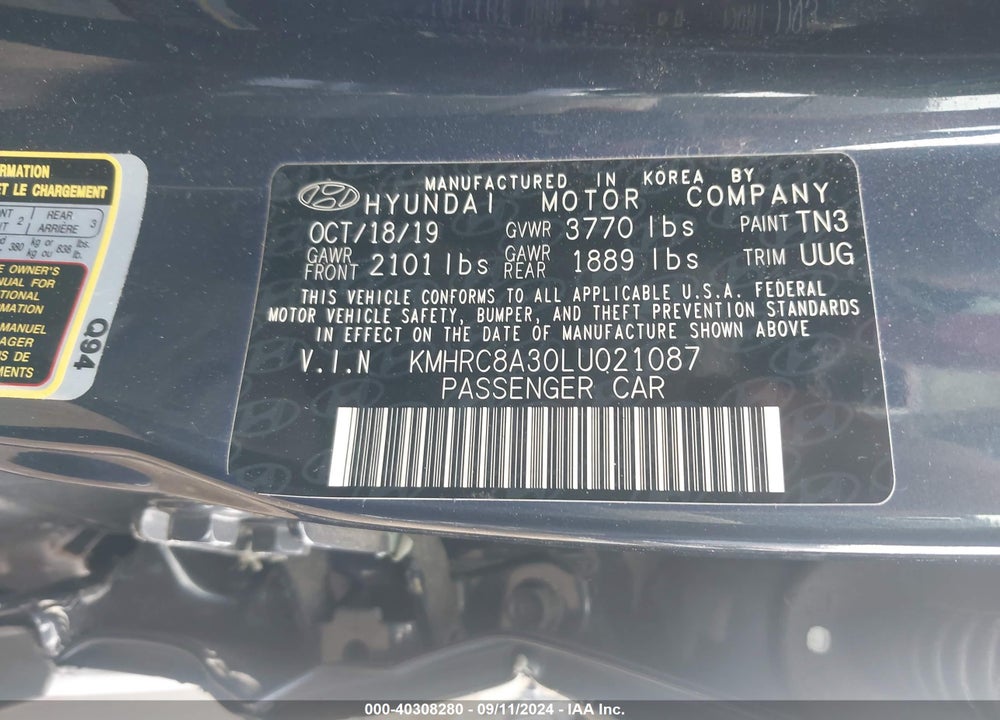 2020 HYUNDAI VENUE DENIM VIN: KMHRC8A30LU021087