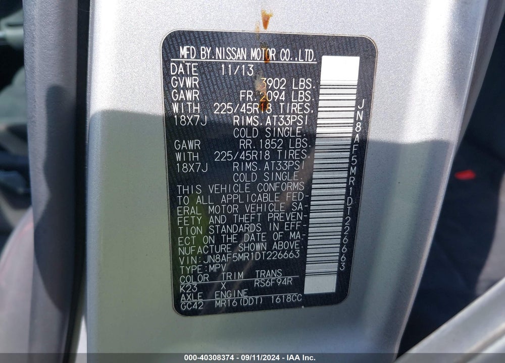 2013 NISSAN JUKE NISMO VIN: JN8AF5MR1DT226663