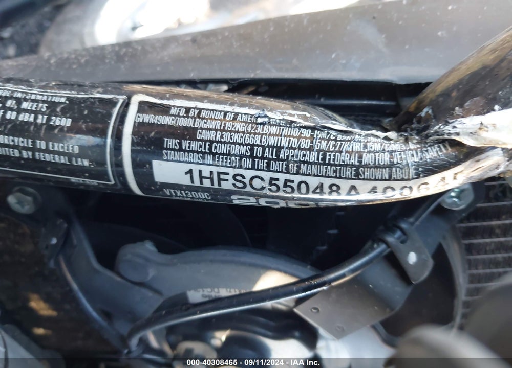 2008 HONDA VTX1300 C VIN: 1HFSC55048A400645