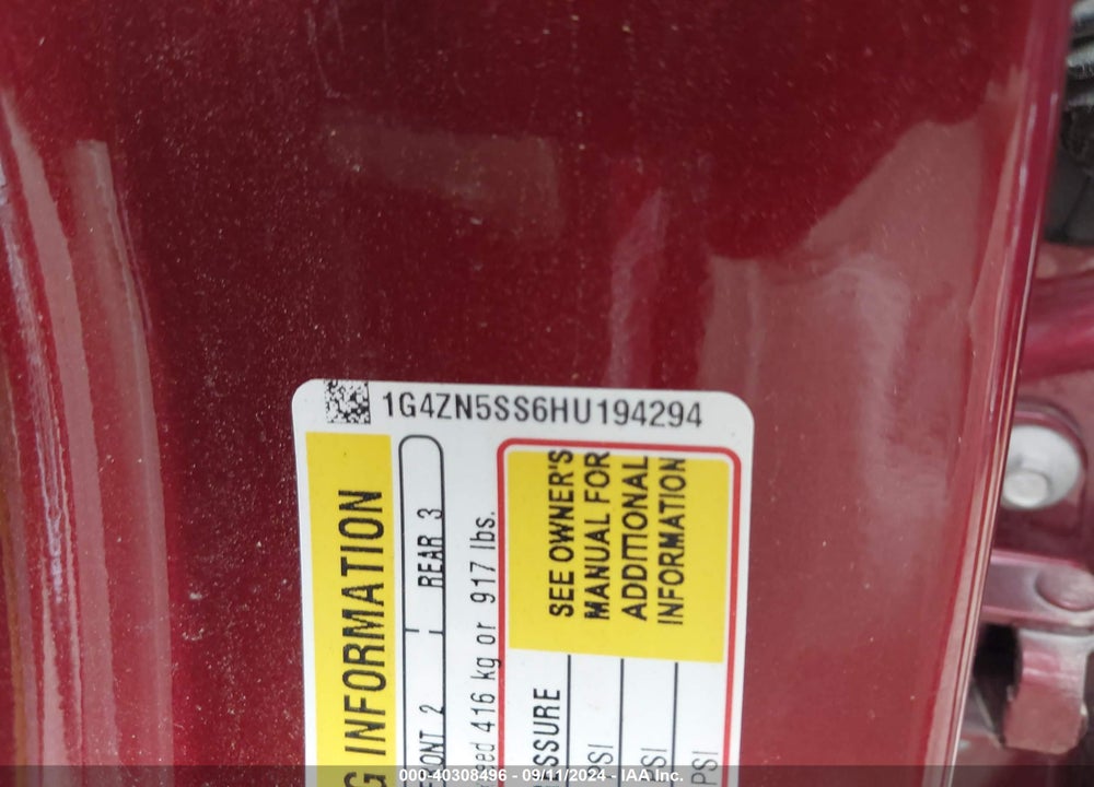 2017 BUICK LACROSSE PREFERRED VIN: 1G4ZN5SS6HU194294