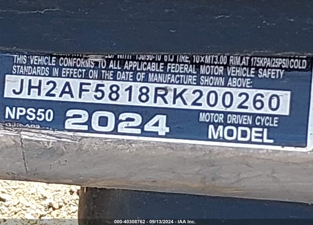 2024 HONDA NPS50 VIN: JH2AF5818RK200260