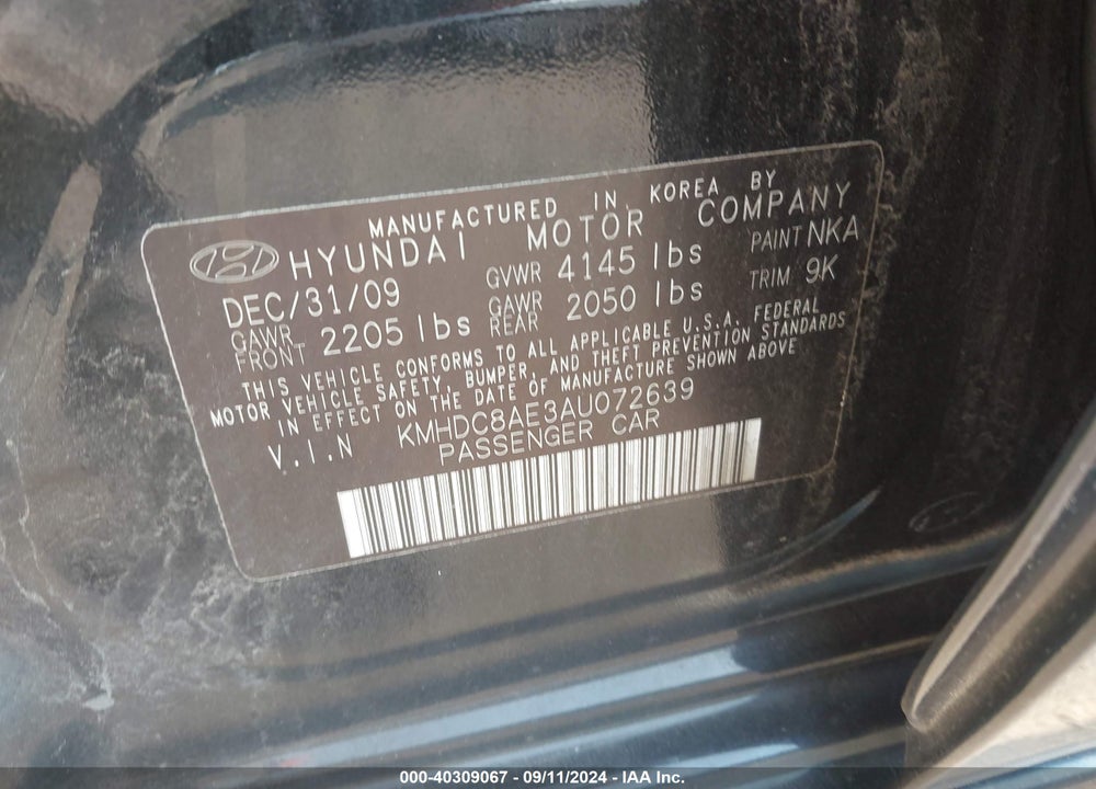 2010 HYUNDAI ELANTRA TOURING GLS VIN: KMHDC8AE3AU072639