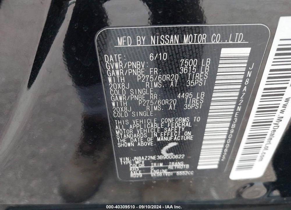 2011 INFINITI QX56 VIN: JN8AZ2NE3B9000622