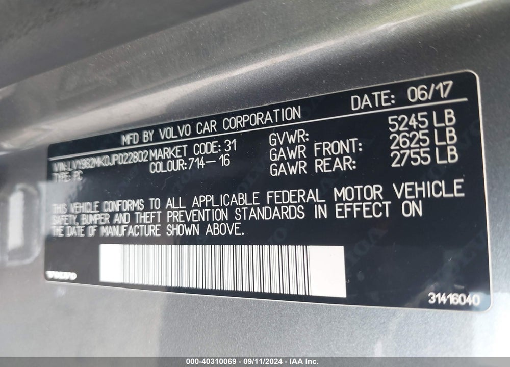 2018 VOLVO S90 T5 MOMENTUM VIN: LVY982MK0JP022802