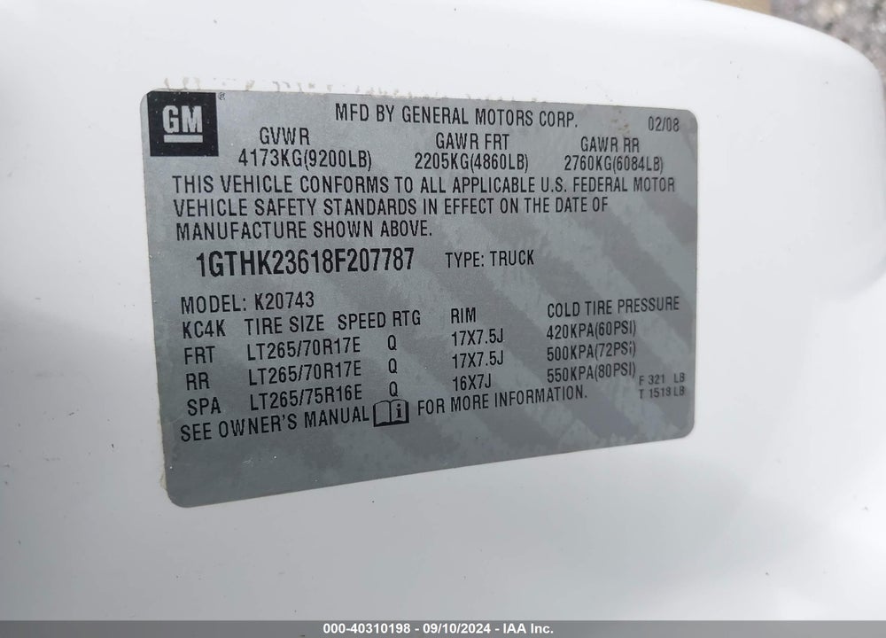 2008 GMC SIERRA 2500HD SLT VIN: 1GTHK23618F207787