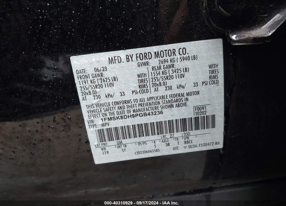 2023 FORD EXPLORER XLT VIN: 1FMSK8DH9PGB43236