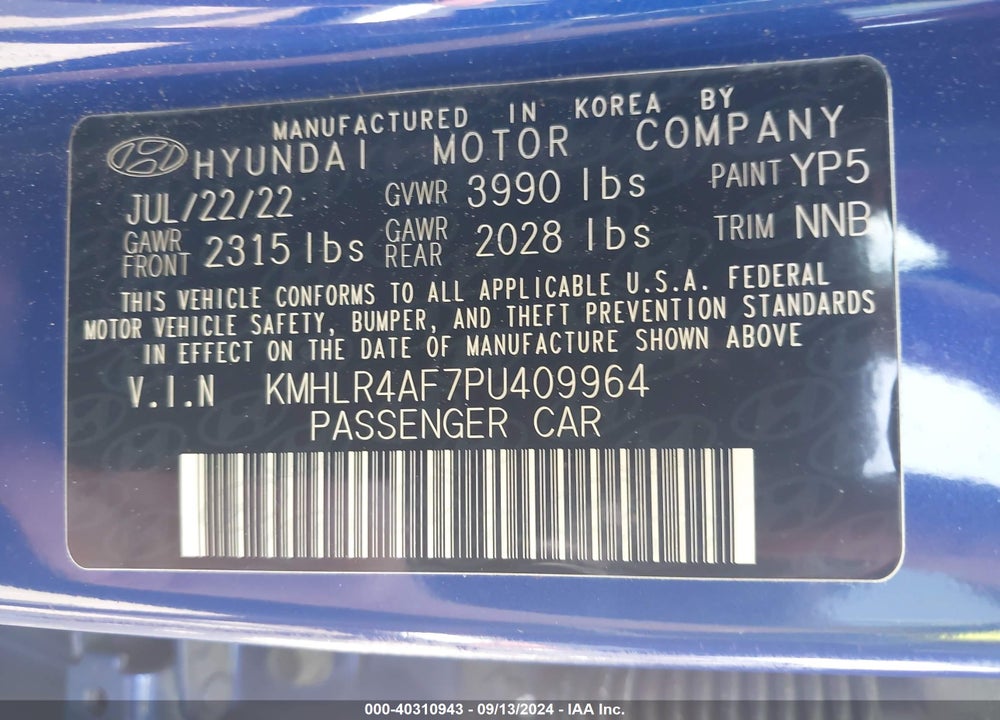 2023 HYUNDAI ELANTRA N LINE VIN: KMHLR4AF7PU409964