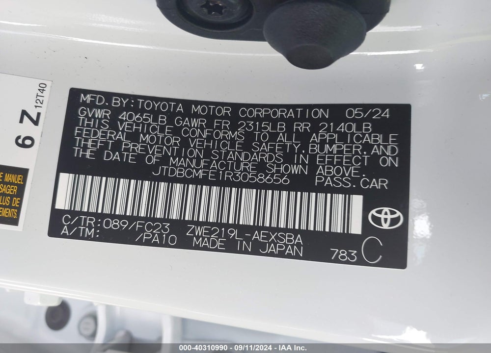 2024 TOYOTA COROLLA HYBRID SE VIN: JTDBCMFE1R3058656