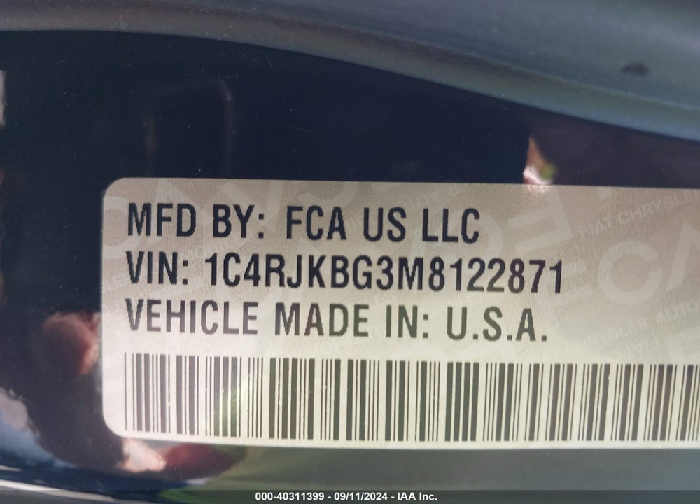 2021 JEEP GRAND CHEROKEE L LIMITED 4X4 VIN: 1C4RJKBG3M8122871