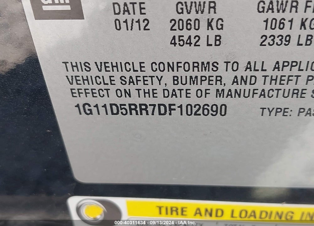 2013 CHEVROLET MALIBU ECO VIN: 1G11D5RR7DF102690