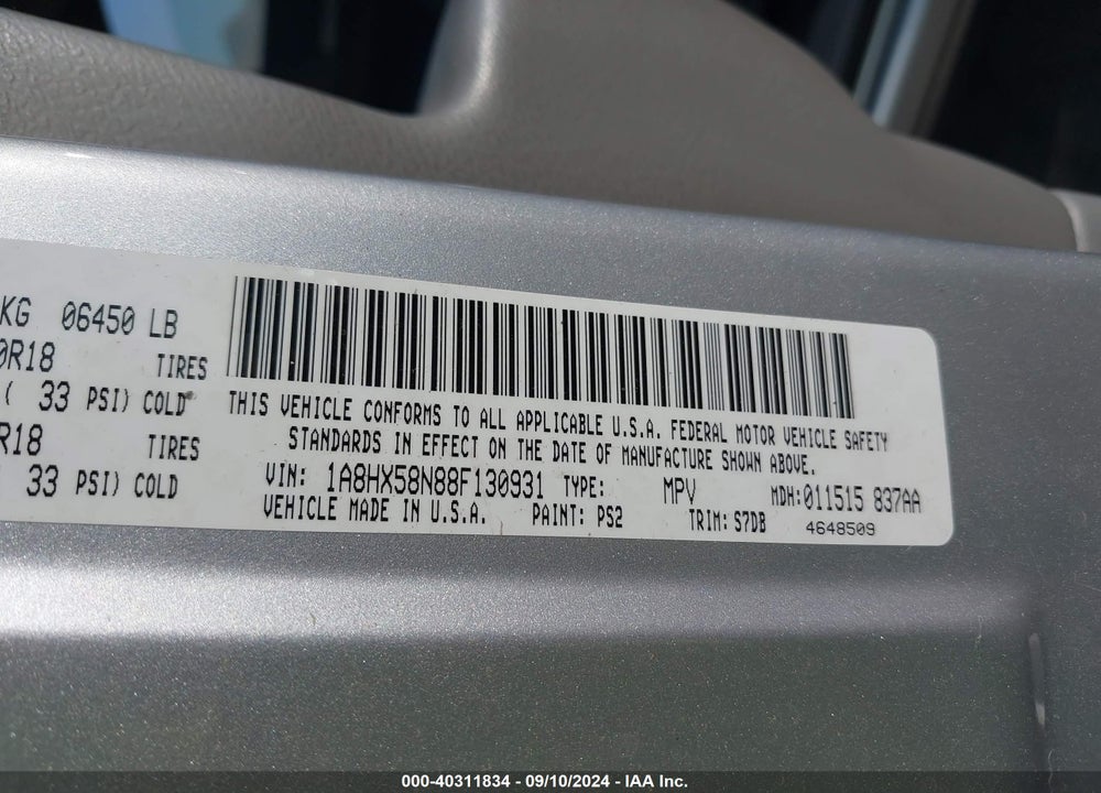 2008 CHRYSLER ASPEN LIMITED VIN: 1A8HX58N88F130931