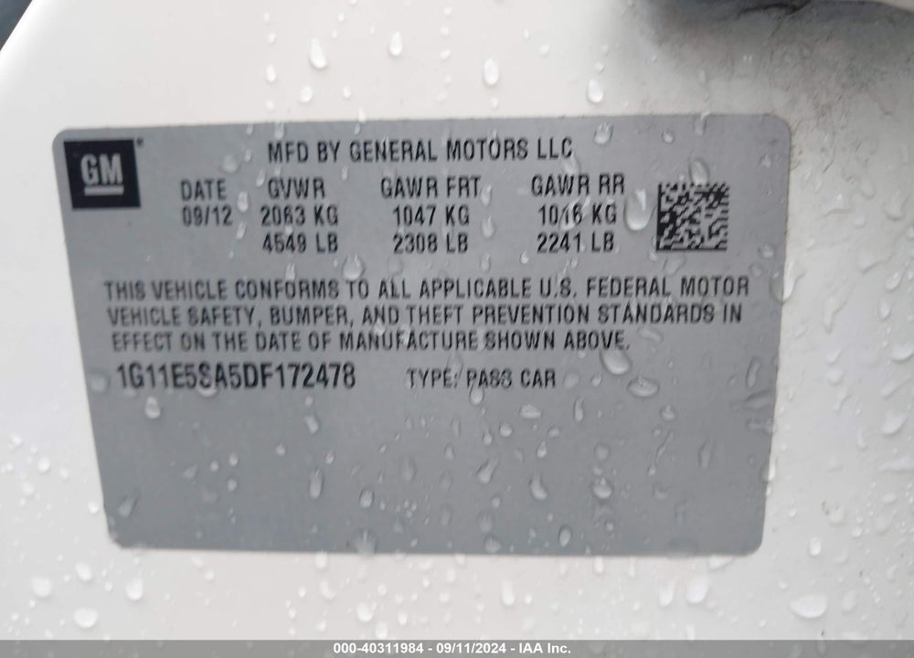2013 CHEVROLET MALIBU 2LT VIN: 1G11E5SA5DF172478