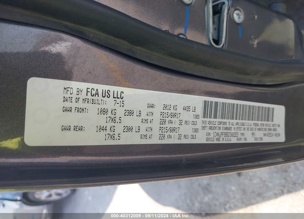 2016 JEEP PATRIOT LATITUDE VIN: 1C4NJPFB9GD502223