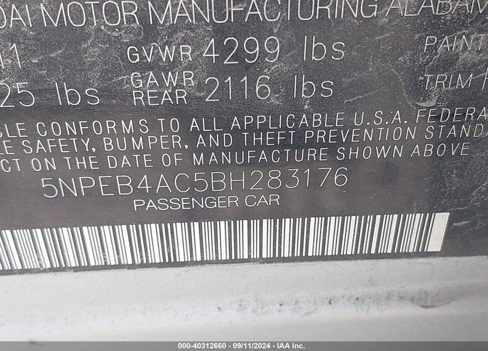 2011 HYUNDAI SONATA GLS VIN: 5NPEB4AC5BH283176