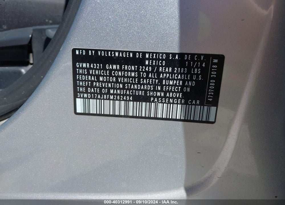 2015 VOLKSWAGEN JETTA 1.8T SE VIN: 3VWD17AJ8FM262494