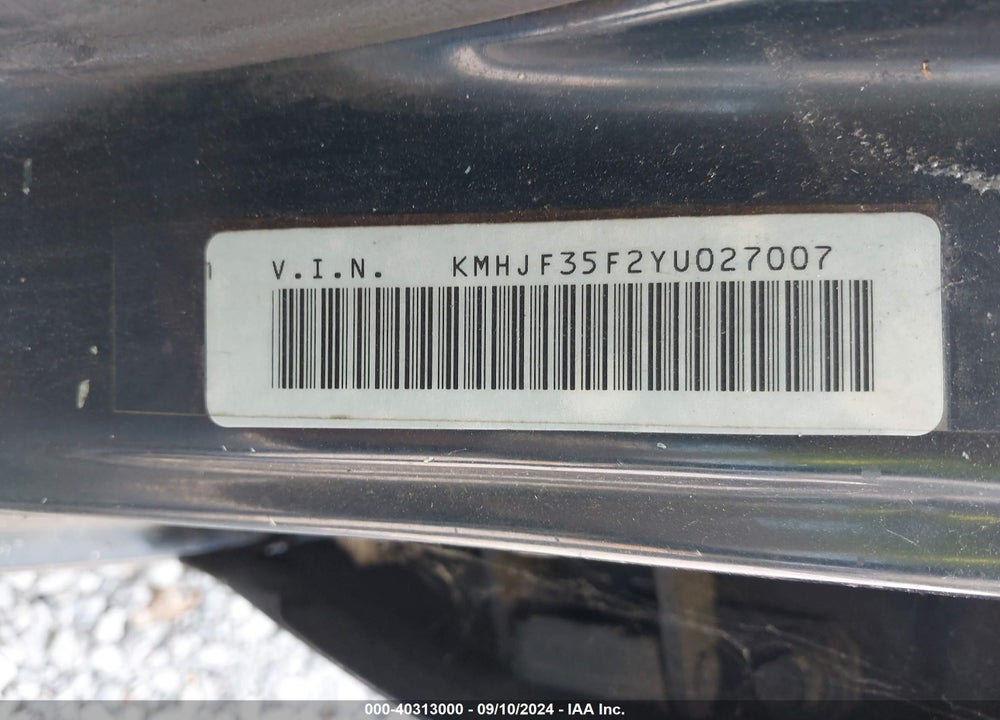 2000 HYUNDAI ELANTRA GLS VIN: KMHJF35F2YU027007