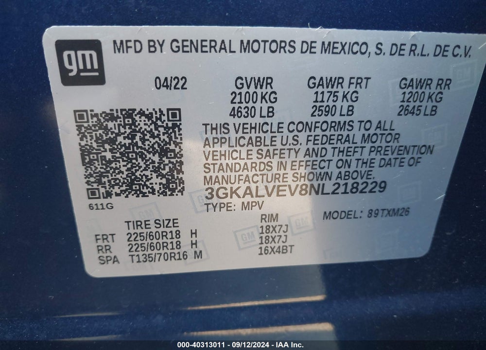 2022 GMC TERRAIN AWD SLT VIN: 3GKALVEV8NL218229